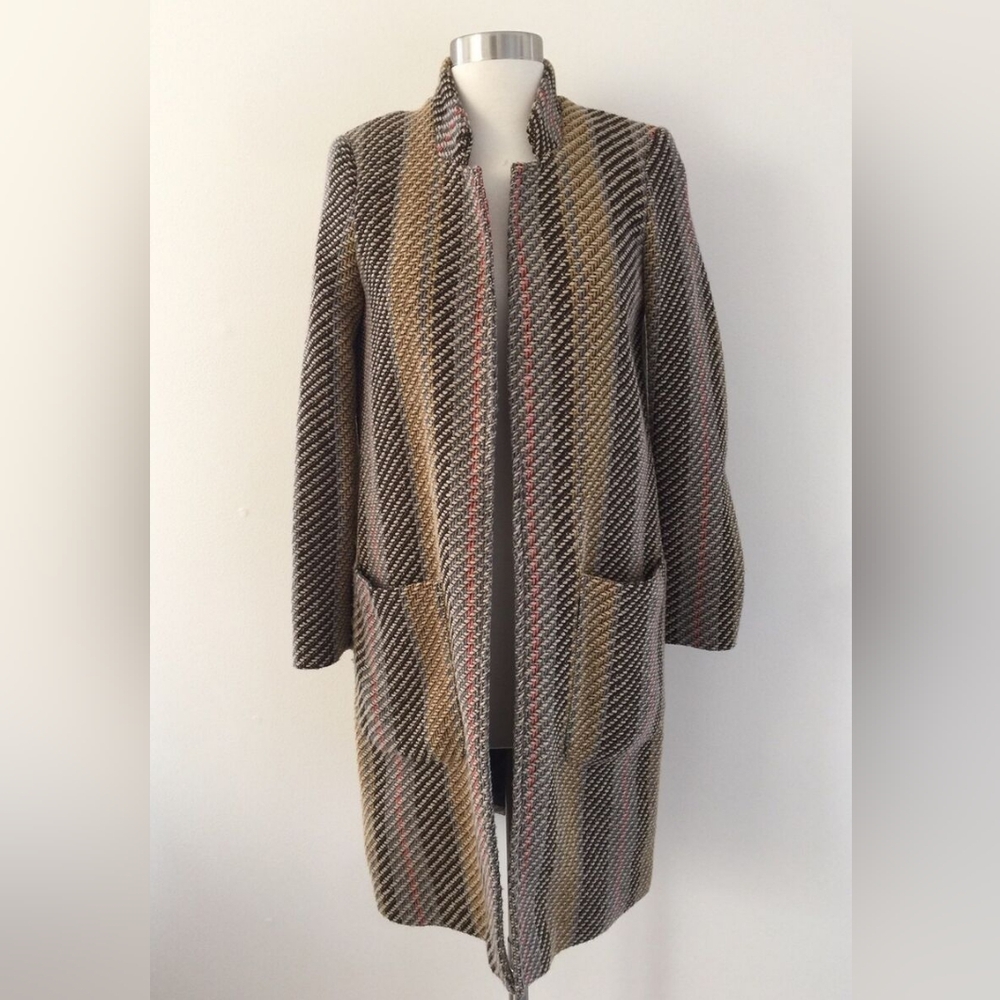 Zara Trafaluc Outerwear Collection Striped Coat Multi Color Size Small